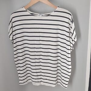 Reitmans White Tee with Black Stripes